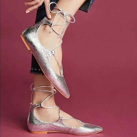 Anthro Vanessa Wu Metallic Silver Lace Up Wrap 38 - Picture 1 of 7